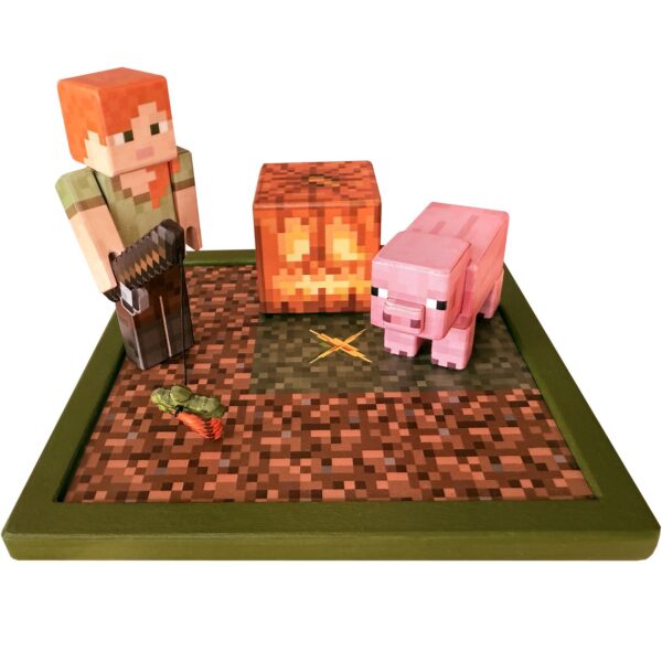 Alex a prasátko - minecraft set dřevěných hraček.